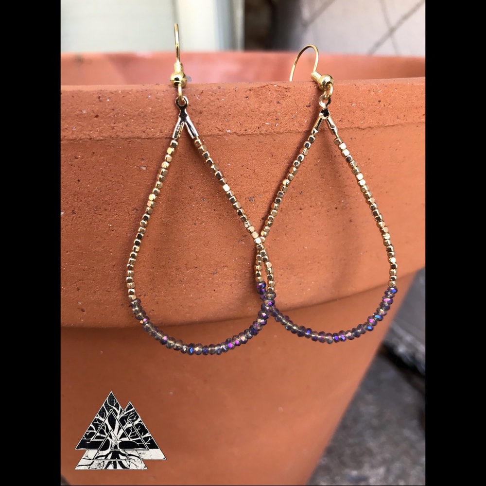Teardrop Shaped Beaded Earrings